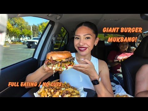 GIANT BURGER MUKBANG! FULL EATING VIDEO!🍔🧡NO CUTS