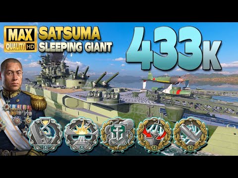 Super-Battleship Satsuma: 433k on map Sleeping Giant - World of Warships