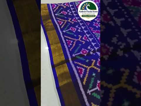 Blue Jad Border Navratan Motifs Chaniya Choli Dupatta Single Ikat 8 Ply Silk