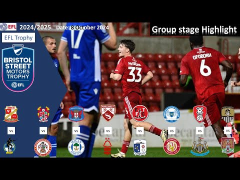 Highlights Summary, Group Stage on 8 Oct 2024, 2024/25 Bristol Street Motors Trophy (Match 1-8)