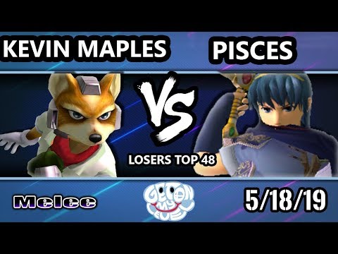 GOML 2019 SSBM - Kevin Maples (Fox, Falco) Vs. Pisces (Marth) Smash Melee Tournament Losers Top 48