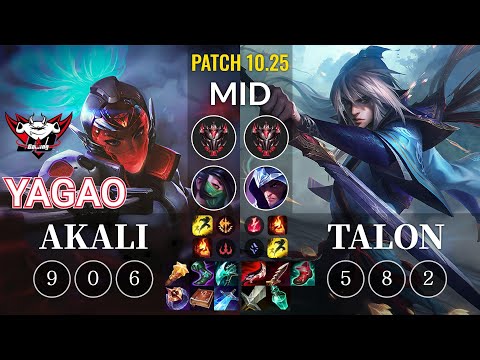 JDG Yagao Akali vs Talon Mid - KR Patch 10.25