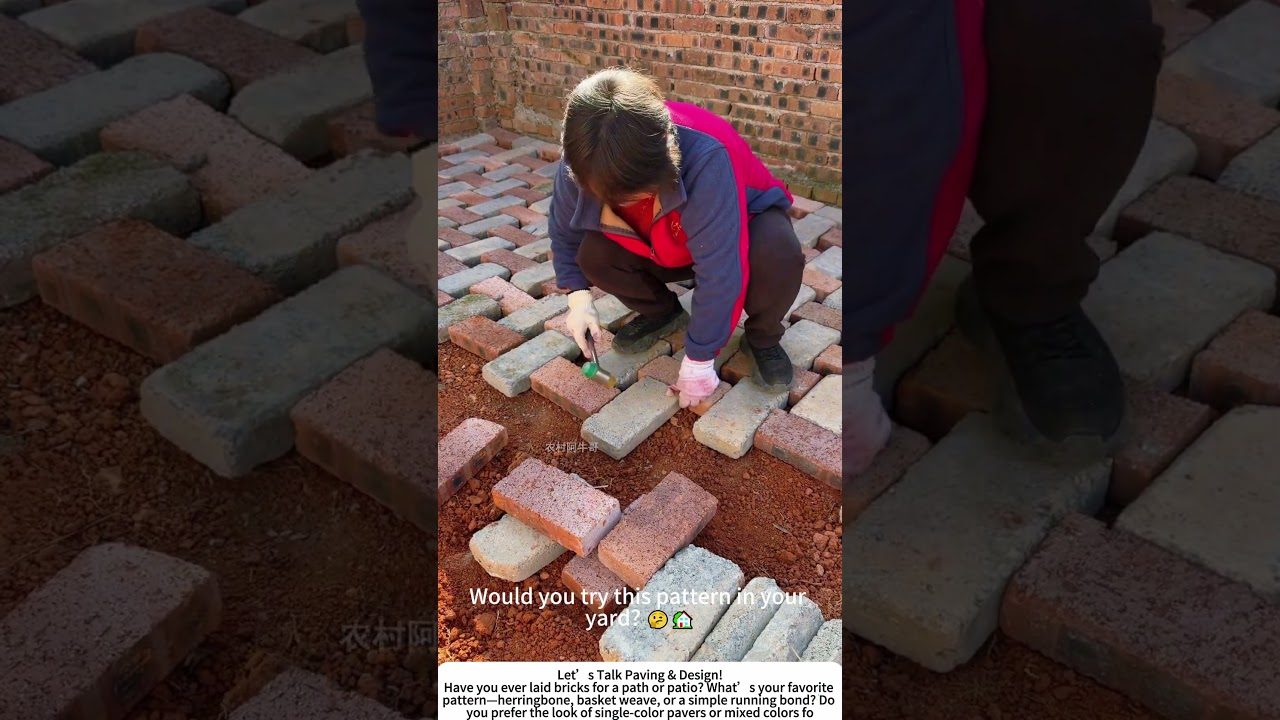 Laying Gray & Red Bricks – Creating a Durable, Decorative Ground Surface! 🧱✨
