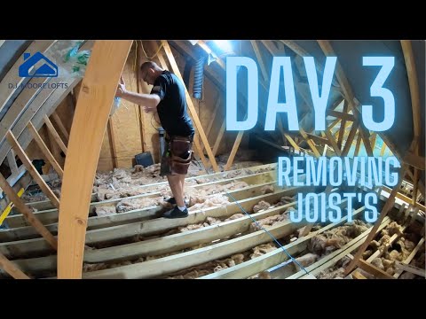 Day 3 - Loft Conversion - Installing the new floor Joists and removing the trusses!