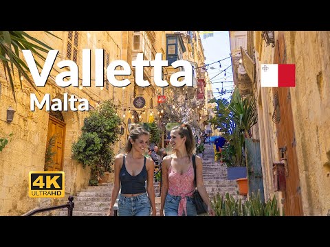 Valletta Malta Walking Tour 4K | Explore the Streets of Malta's Capital City 🇲🇹