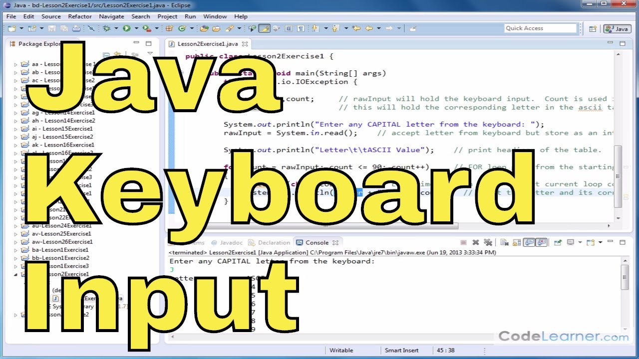 Learn Java - Exercise 02x - Read Keyboard Input