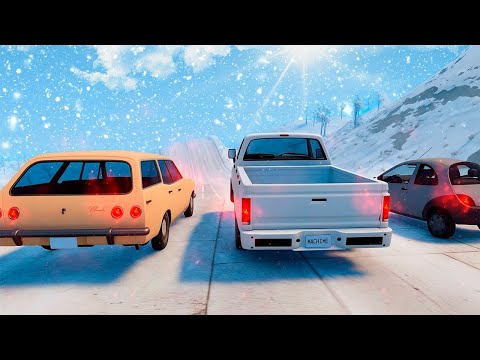 GOING DOWN THE MOUNTAIN WITHOUT BRAKES IN THE SNOW WITH BRAZILIAN CARS! BeamNG.drive