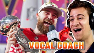 Vocal Coach REACTS to Travis Kelce SINGING 😱