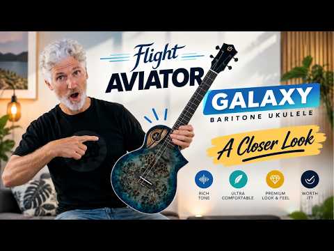 Flight Aviator Galaxy BL CE Solid Poplar Top Baritone Ukulele w/ Pickup image 8