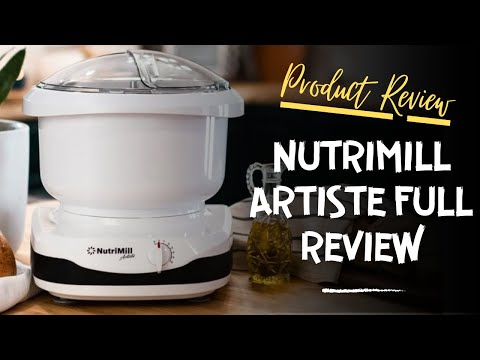 NutriMill Artiste Kitchen Electric Stand Mixer 500 Watt 6.5 Quart Bowl with Dough Hook & Wire Whips (Black Trim) video review thumbnail