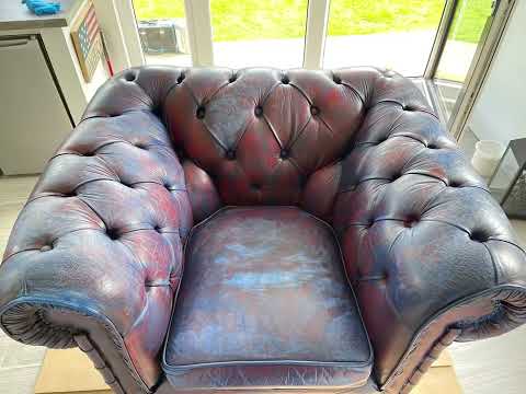 The Scratch Doctor complete leather repair of cracked and ripped Chesterfield chair
