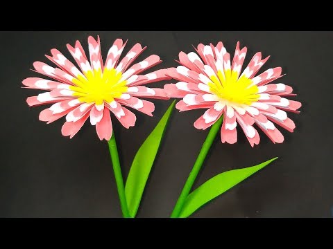 Flower Making with Paper! Stick Flower Handcraft Easy Idea for Decoration | Jarine's Crafty Creation
