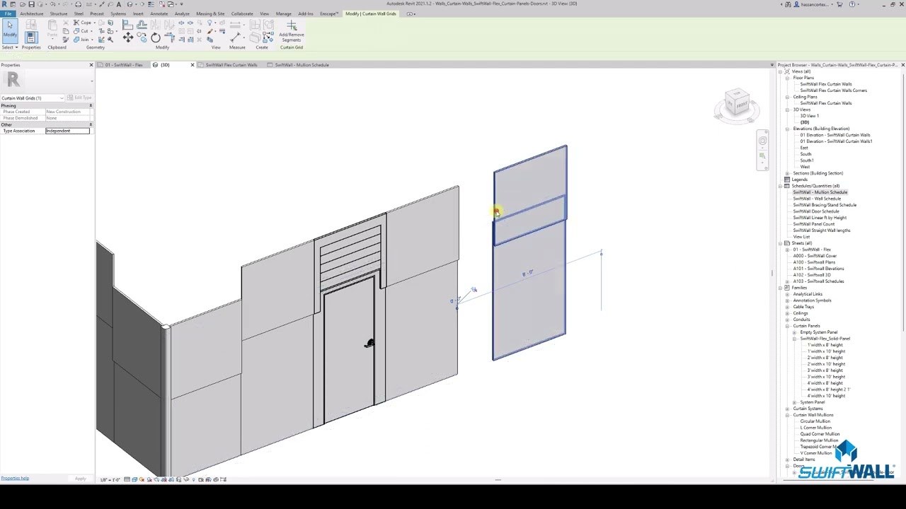 SwiftWall® Flex | BIM Tutorial How to Adjust Wall Lengths and Add Double Doors in Revit