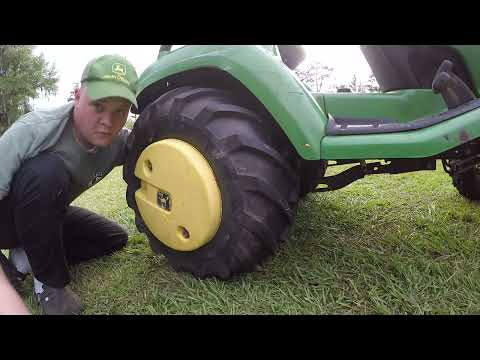 Wheel weights installation, John Deere 4x5, X series // How to install 12\" Plastic wheel weights
