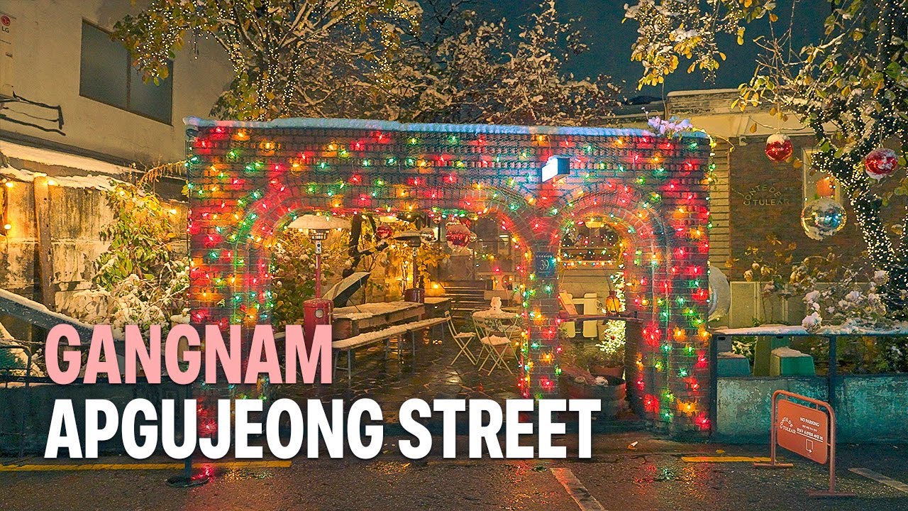 Immersive street-level walking tour through Seoul Apgujeong, South Korea, showcasing authentic urban landscapes, local architecture, and the vibrant atmosphere of the city's neighborhoods