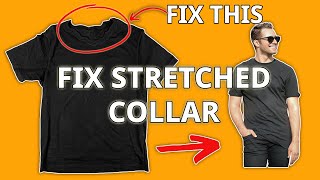 Easy hacks fix stretched t-shirt neckline collar no sew 👕