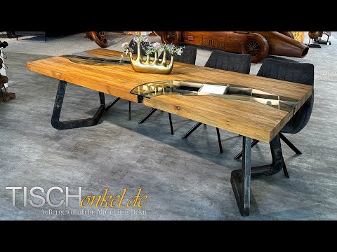 Esstisch „Landscape “ – Teak, Rohstahl & Glas vereint | Tischonkel.de