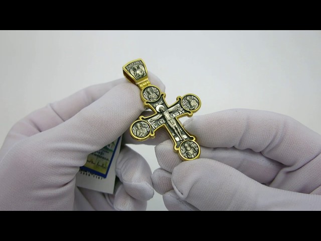 Серебряный позолоченный крестик "Киевский" вкх26 Видеообзор