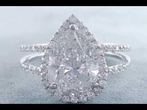 3.81 ctw Pear Shape D SI1 Diamond Engagement Ring - BigDiamondsUSA