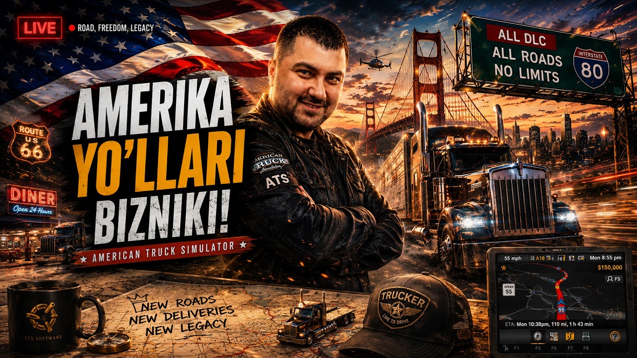 🚚 AMERIKA YO'LLARI BIZNIKI! – American Truck Simulator (Jonli Efir!)