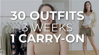 3-Week Minimalist Travel Wardrobe | 15 ITEMS, 30 OUTFITS | M
