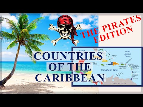 Central America - The Map with Countries and Islands of the Caribbean, Flags and Capitals