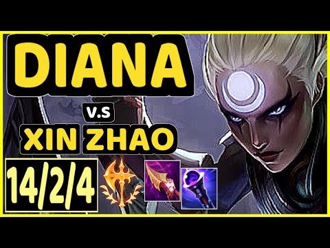 DIANA vs XIN ZHAO - QUADRAKILL 14/2/4 KDA JUNGLE GAMEPLAY - EUW Ranked DIAMOND