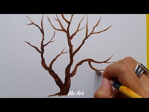 Cherry Blossom  Painting Technique l acrylic painting for beginners l Mo Art