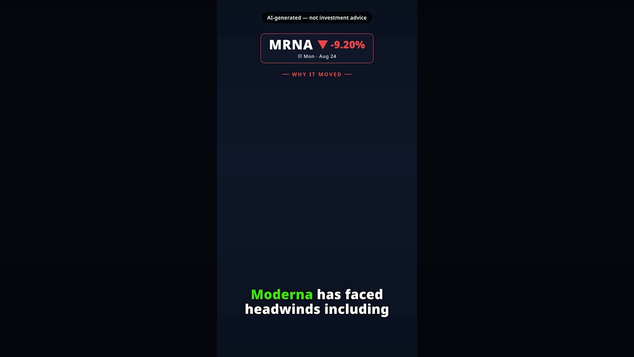 Why Is Moderna Stock Falling Today? MRNA -9.20% (Aug 24)