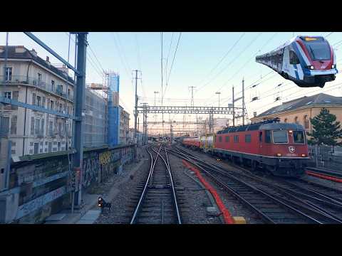 ★ 4K 🇫🇷 Bellegarde - 🇨🇭 Genève cab ride, France - Switzerland [04.2021] Führerstandsmitfahrt