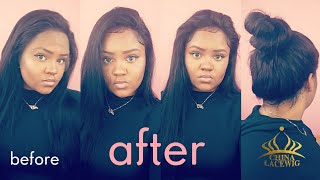 Glueless 360 Lace Wig Install + Customization | China Lace Wig