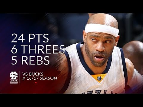 Vince Carter 24 pts 6 threes 5 rebs vs Bucks 16/17 season