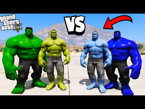 Team Green Hulk Vs Team Blue Hulk Epic Battle In GTA 5!