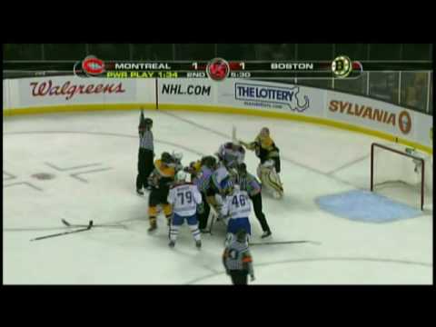 Tim Thomas doesn't take any shit (knocks down Kostitsyn) 1/13/09