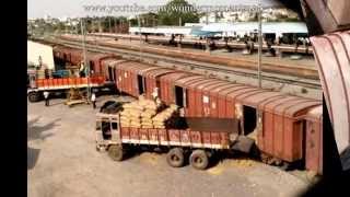 preview picture of video 'Unloading Wheat from goods train into Lorries at Falaknuma Railway Station.'