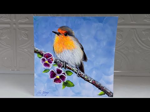 How To Paint “LITTLE ROBIN” acrylic painting tutorial ~ step by step