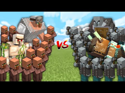 Extreme VILLAGERS vs PILLAGERS in Minecraft Mob Battle
