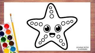 Starfish Drawing Easy for Kids | Simple Starfish Art Tutorial | Tori Drawings