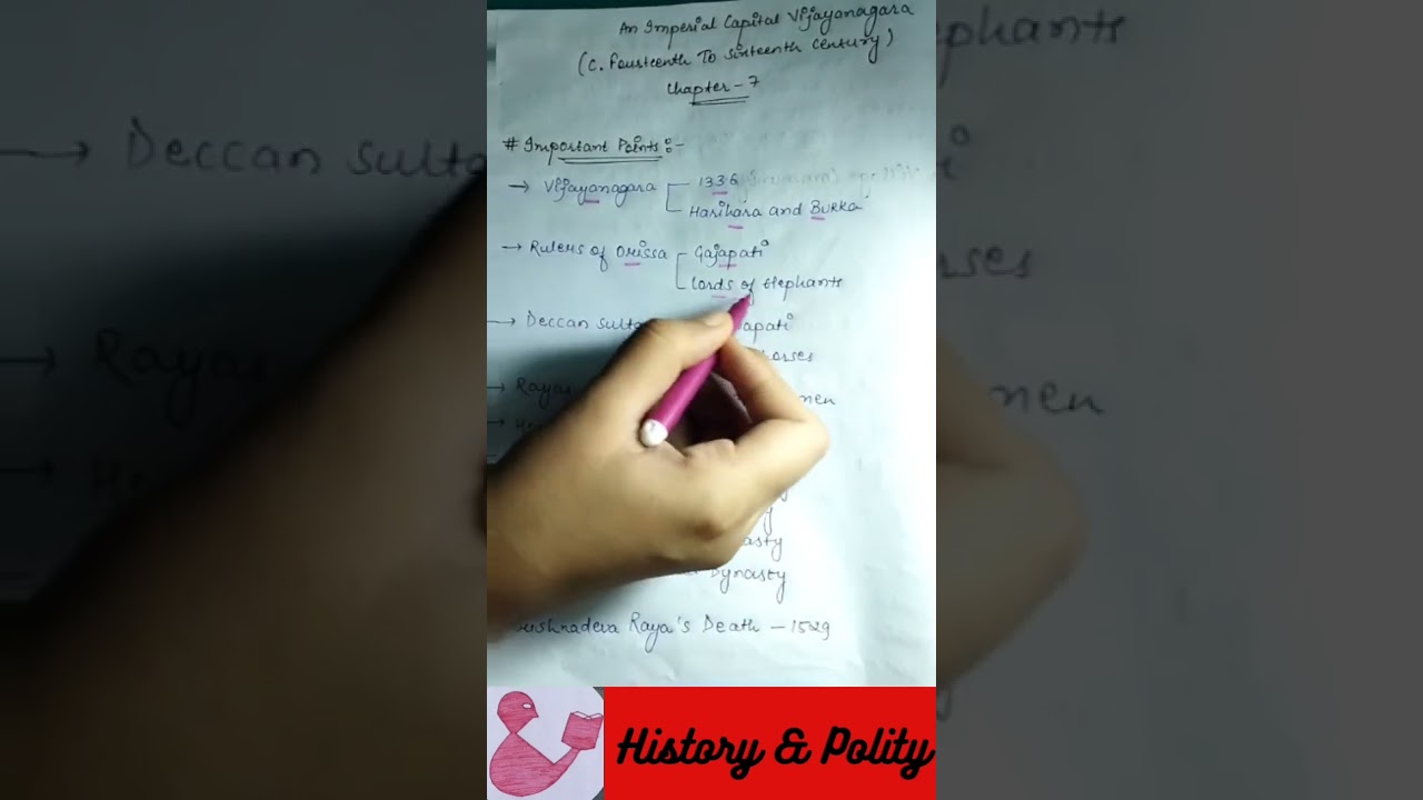 Class 12 | History | Ch 7 An Imperial Capital Vijayanagara | Important Points | Book-3