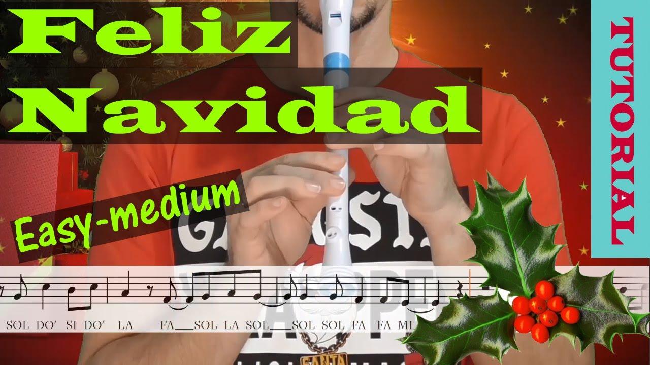 Feliz Navidad (José Feliciano) - Tutorial flauta con partitura | Karaoke instrumental