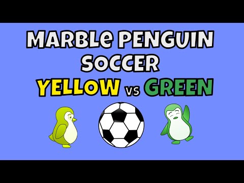 Marble Race Penguin Soccer - Yellow vs Green, Who will win?