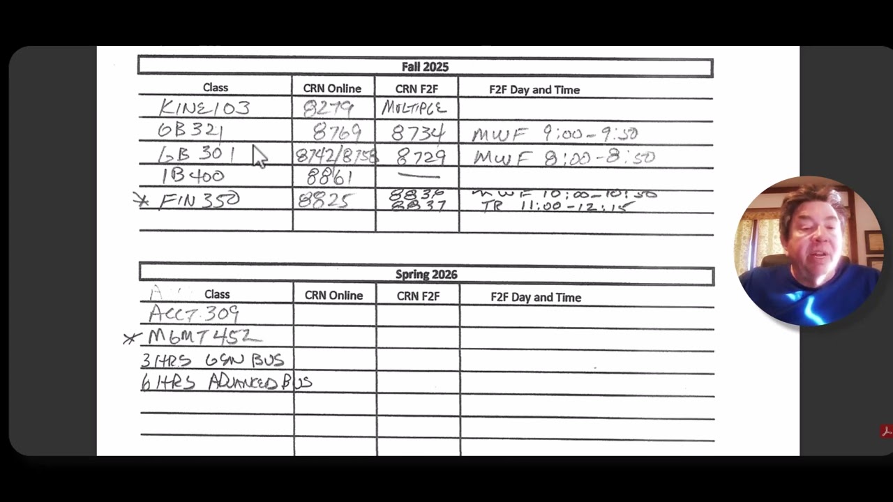 Tutorial Schedule Worksheet