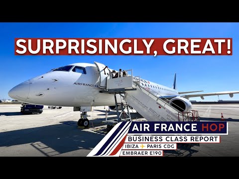 AIR FRANCE HOP E190 Business Class【4K Trip Report Ibiza to Paris】Great Experience!