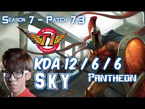 SKT T1 Sky PANTHEON vs KATARINA Mid - Patch 7.3 KR Ranked