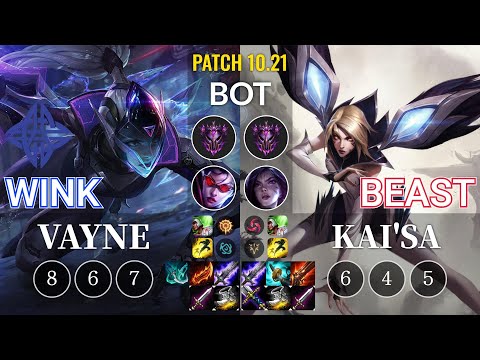ES Wink Vayne vs Beast Kai'Sa Bot - KR Patch 10.21