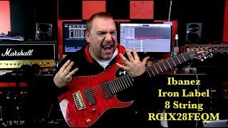 Video thumbnail for Ibanez RGIX28FEQM 8 String Iron Label by Cryptic Mask Guitar