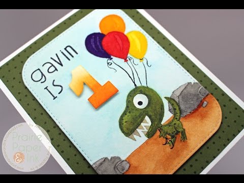 Gavin's 1st Birthday Card | Paper Smooches | No Line Watercolor w Mission Gold