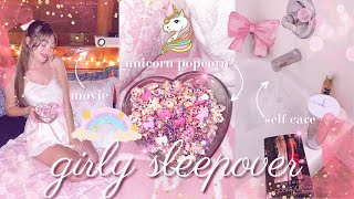 girly fall sleepover: DIY unicorn popcorn, self care, & movie night 🦄🧁🎀💖