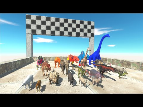 CLIMB STAIR SPEED RACE ANIMAL VS DINOSAURS SUPERHEROS TO GET TOP #1 - Animal Revolt Battle Simulator