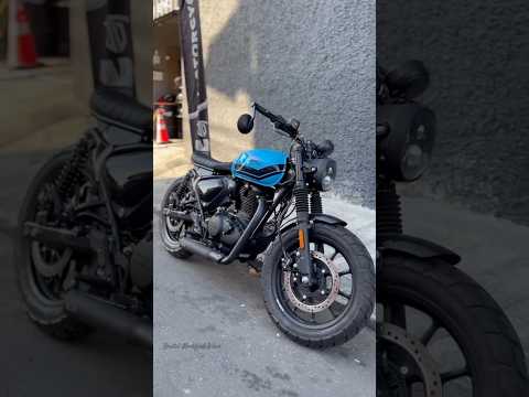 Brat Style Royal Blue Hunter 350 Custom Build #hunter350sound #hunter350 #hunterexhaust #exhaust